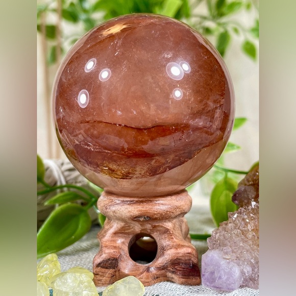 1658 Hematoid Fire Quartz Crystal Sphere - Picture 8 of 14